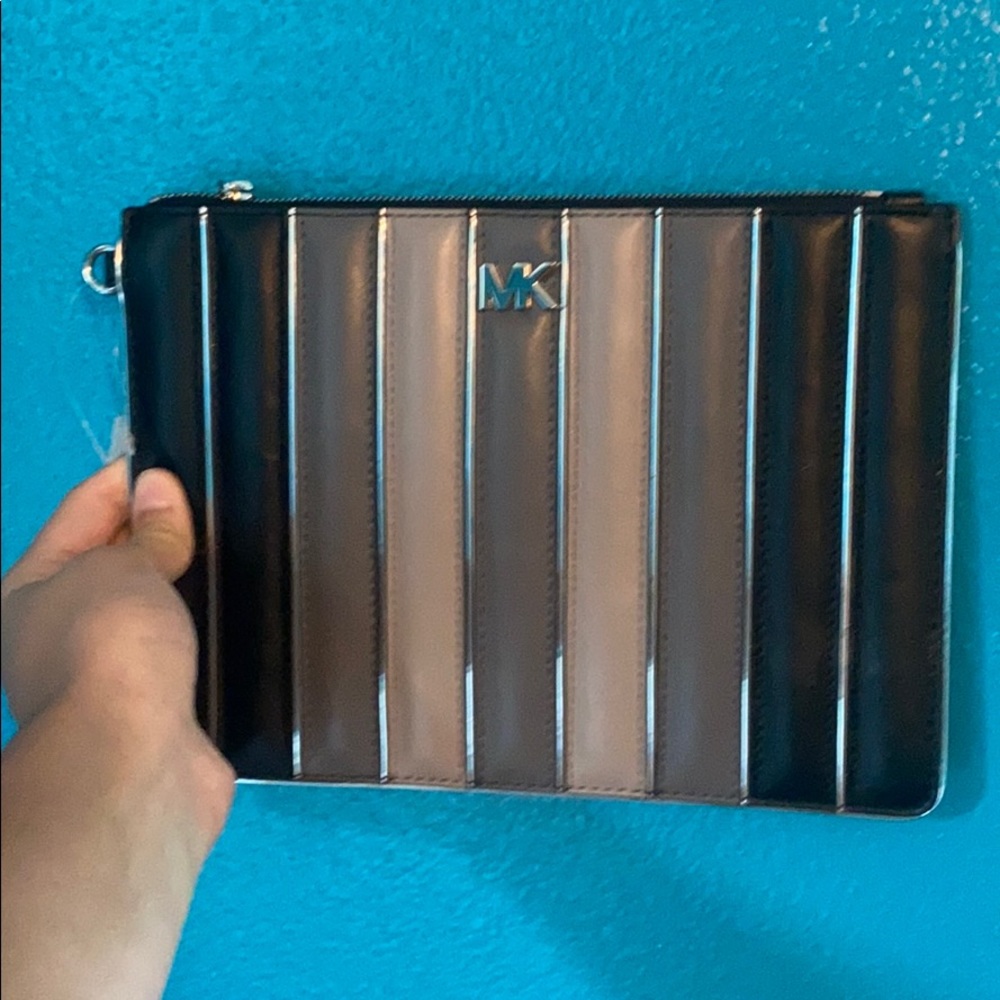 Black grey and white Michelle Khors Hand bag